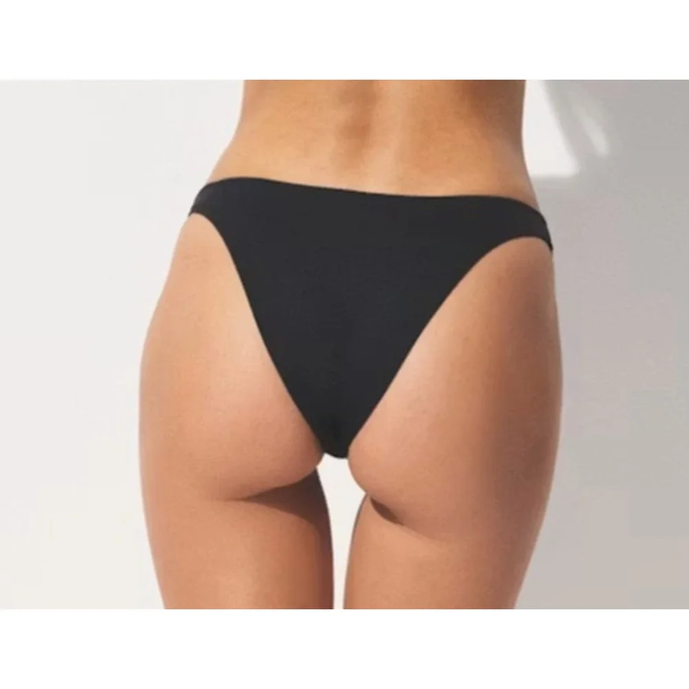 Nwt SKIMS Signature Swim Cheeky Tanga Bikini Bottom Onyx Black Size S